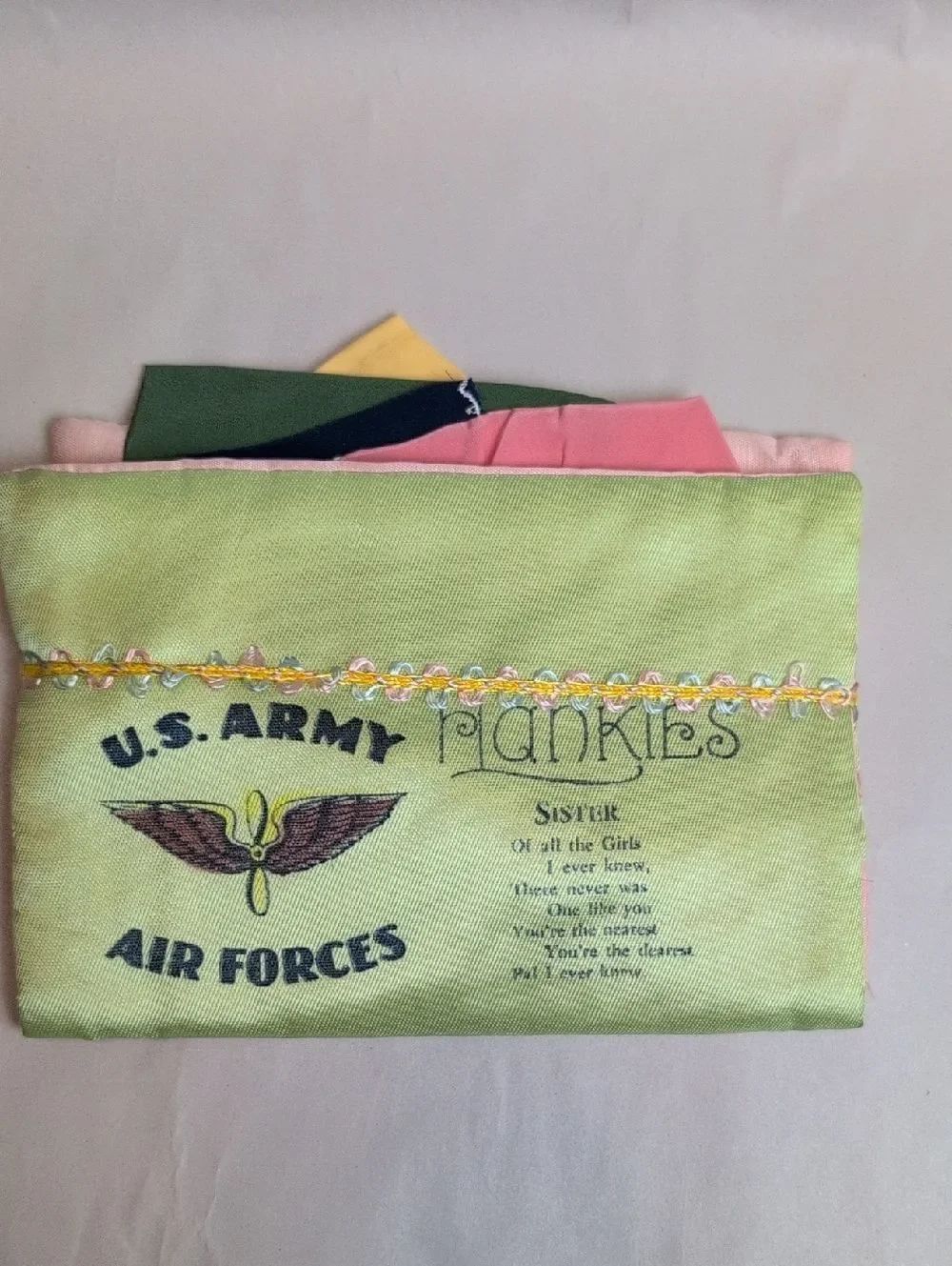 WWII US Army Air Forces Sister Souvenir Hankies Set Fort Devens MA Vintage